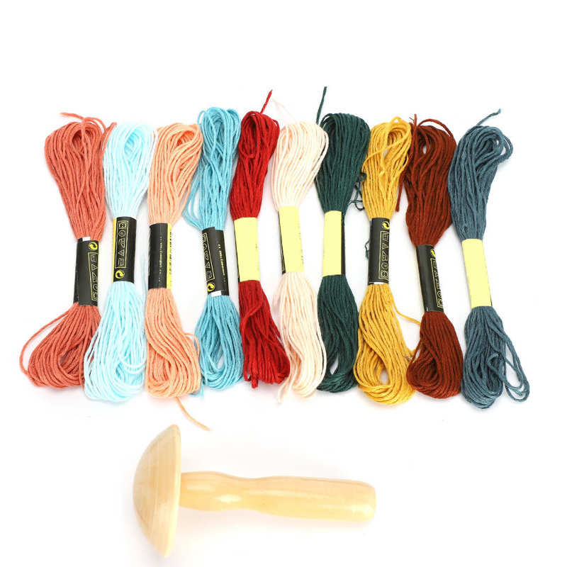 Wooden Darning Supplies Kit Mushroom Patching Threads Tool for DIY Sewing Home Travel Handicraft Darning Foot Sewing Machine