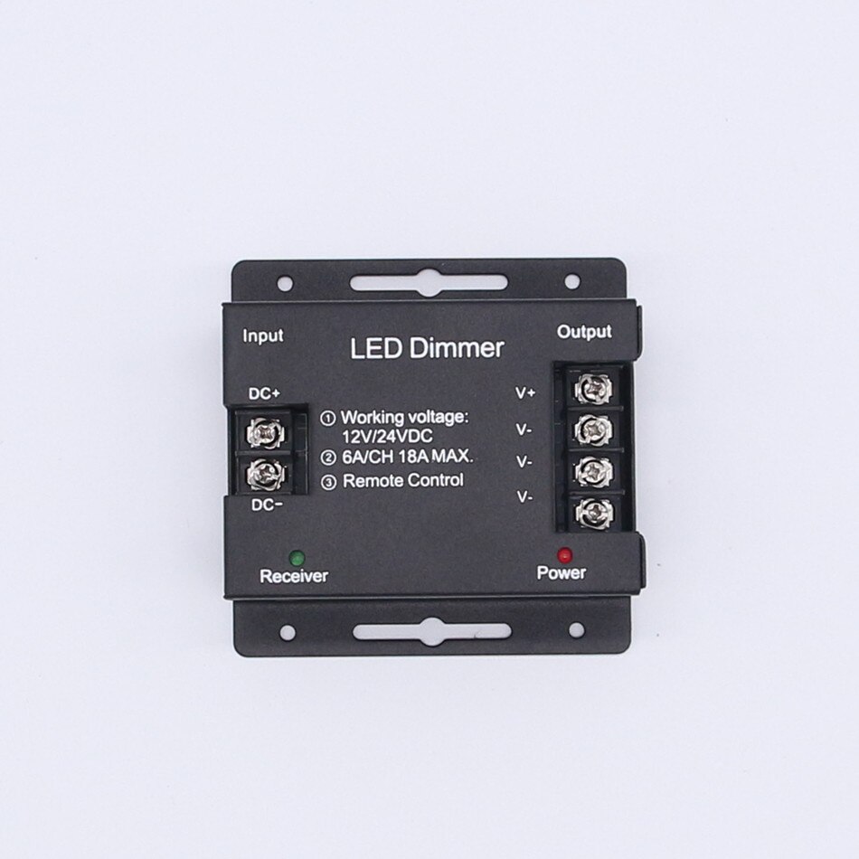Dc 12-24 v 6a/ch 3 kanaler de un solo farve negro rf controlador led kontrol fjernbetjening taktil komplet para tira de luz led lys c