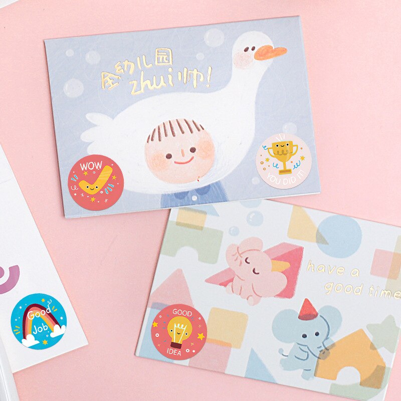 50-500pcs round GOOD JOB 8 designs rainbow star Scrapbooking accessories aesthetic stickers kawaii teacher child reward