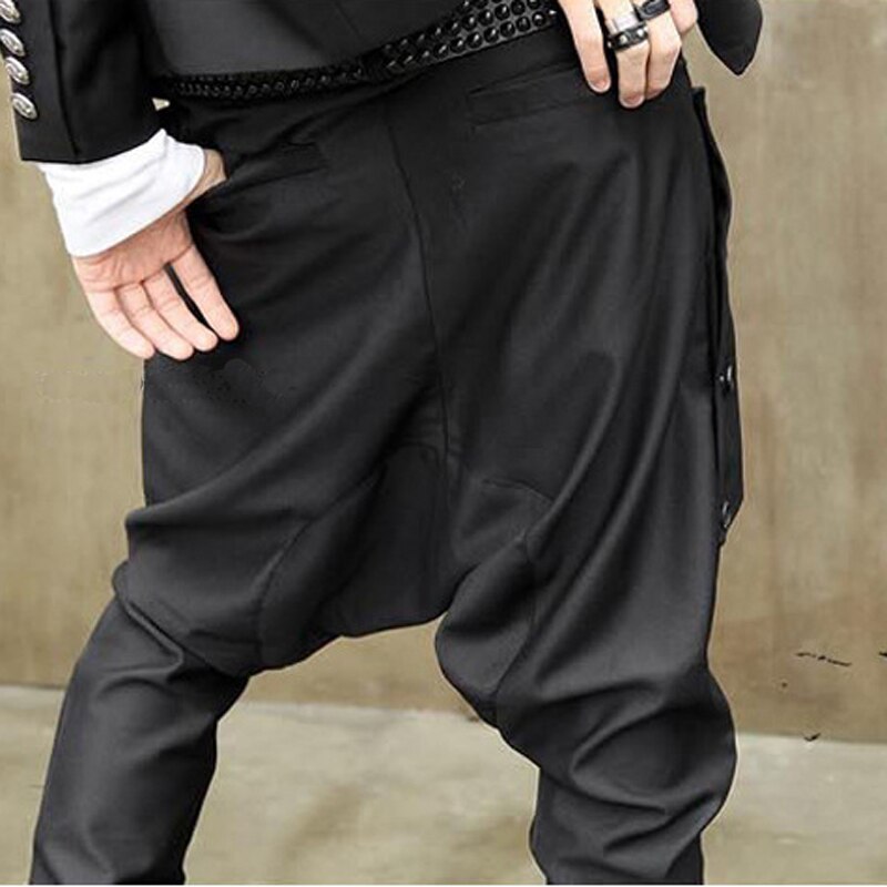 Efterår mænd gotisk hip hop punk rock harem bukser skridtet baggy bukser herre natklub dj singer scene joggers streetwear