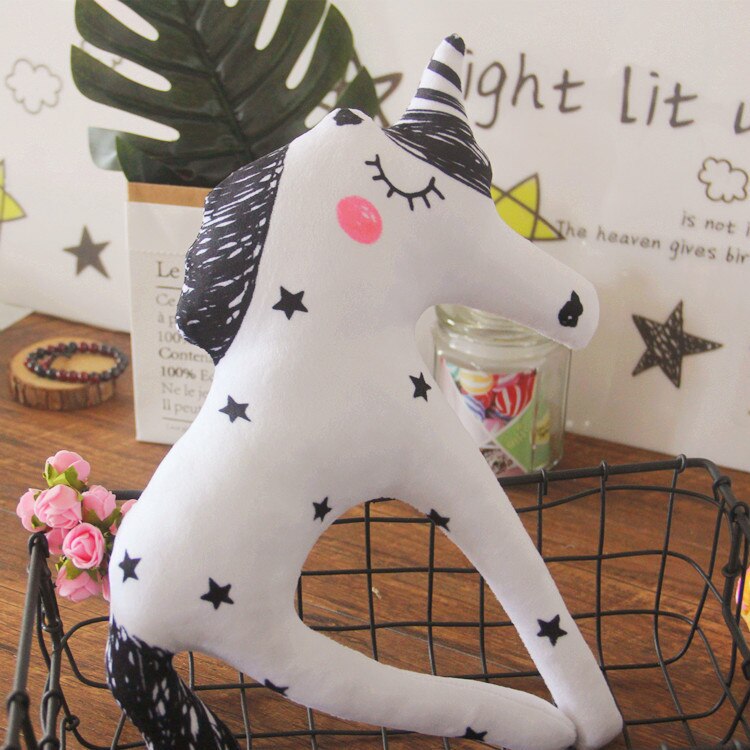 Hoiime print levendige eenhoorn kussen pop speelgoed dier paard vorm schattig kantoor knuffel kerst kussen camera decoratie
