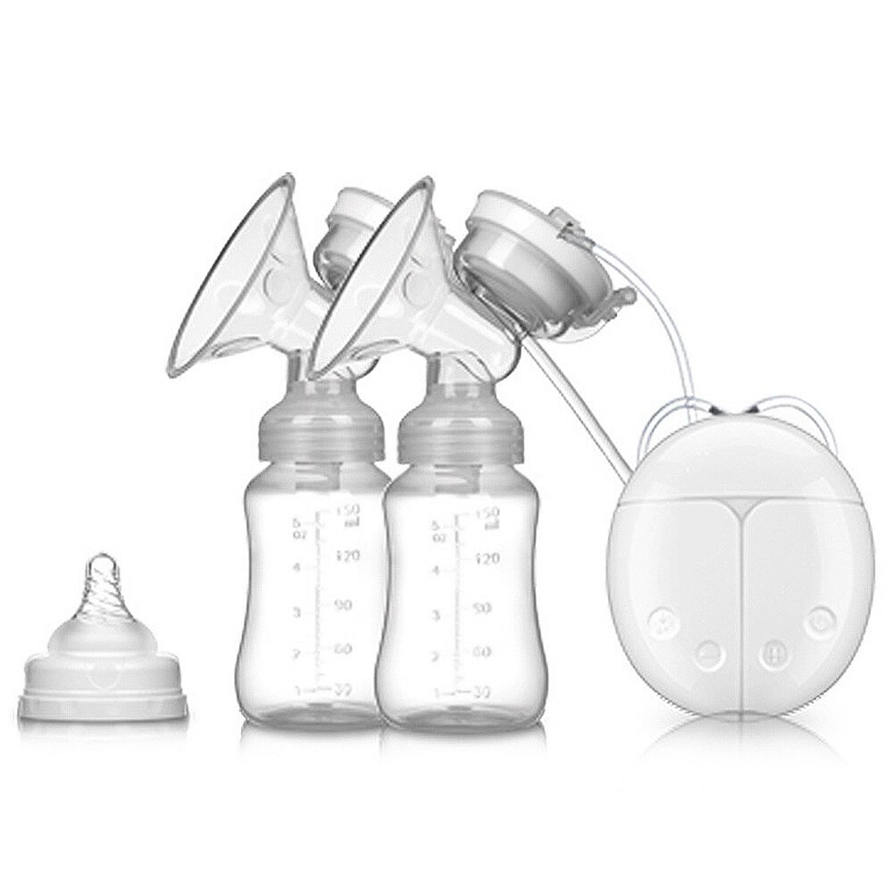 Dubbele Elektrische Borstkolf Krachtige Tepel Zuig Usb Elektrische Borstkolf Met Baby Melk Fles Koude Warmte Pad Pp + siliconen: 7pcs Breast pump