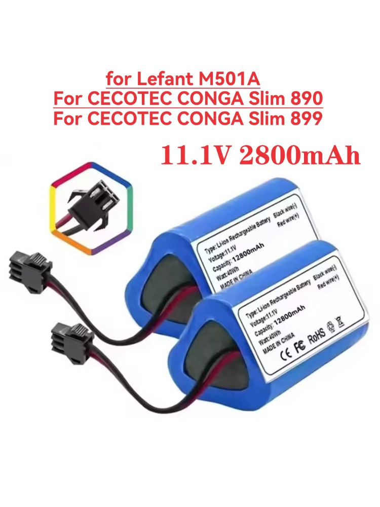 Original 11.1v 2800 18650 -akku für lefant  m501 a, für cecotec conga slim 890/899 nasssauger-roboter-akku