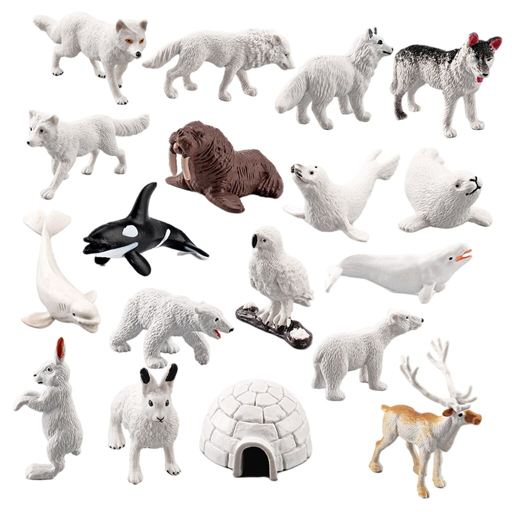 18x Realistic Mini Arctic Animals Toys Tabletop Decoration for Toddlers