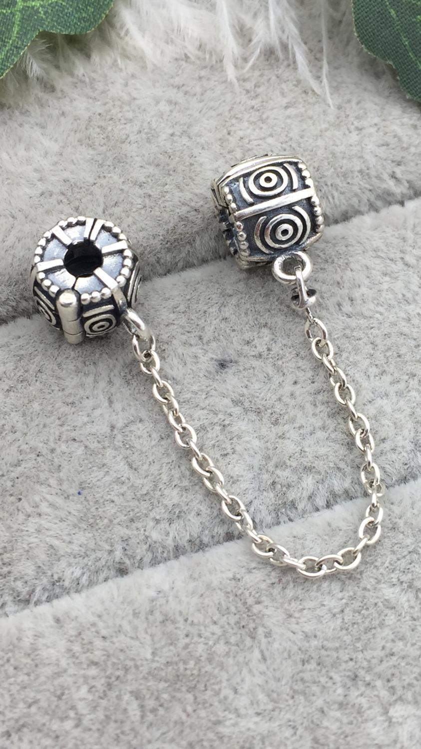 100% 925 Sterling Silver Classic Moon and Stars Ladies Charm Bracelet DIY Accessories Safety Chain: 5032