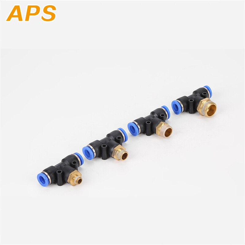 Air Connector Fitting T Shape Tee 6mm 8mm 10mm 12mm 4mm Hose Pipe to 1/8" 1/4" M5 3/8" 1/2" BSPT Male Thread Pneumatic Coupler