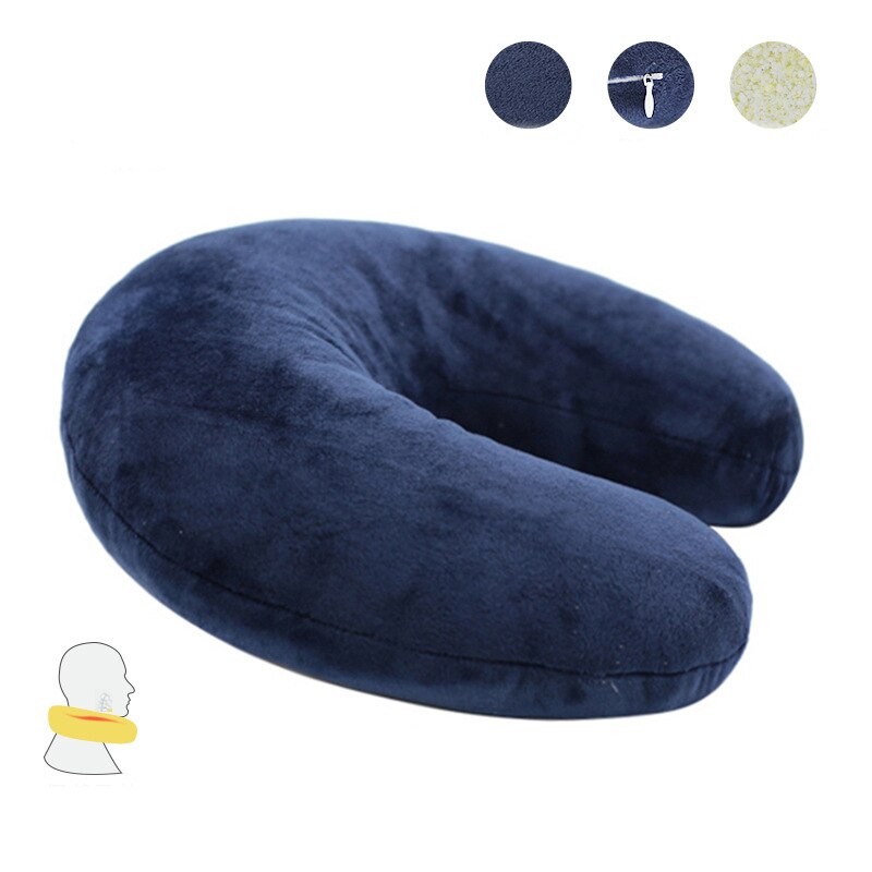 U Shape Memory Foam Kussen Reizen Vliegtuig Kussen Roze Effen Kleur U-vorm Nek Kussens Grey Rest Voor Kantoor 28X28Cm: color2