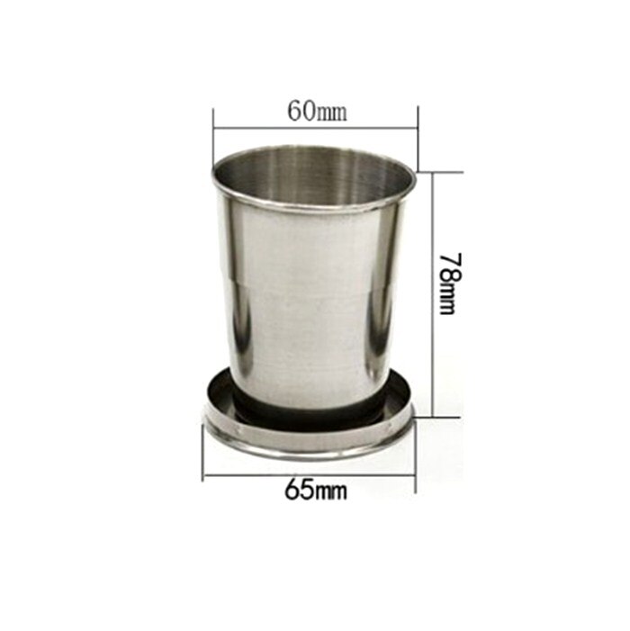 1PC Rvs Inklapbare Cup met Beschermende Cap Draagbare Outdoor Reizen Camping Vouwen Cup Kleine Metalen Telescopische Cup