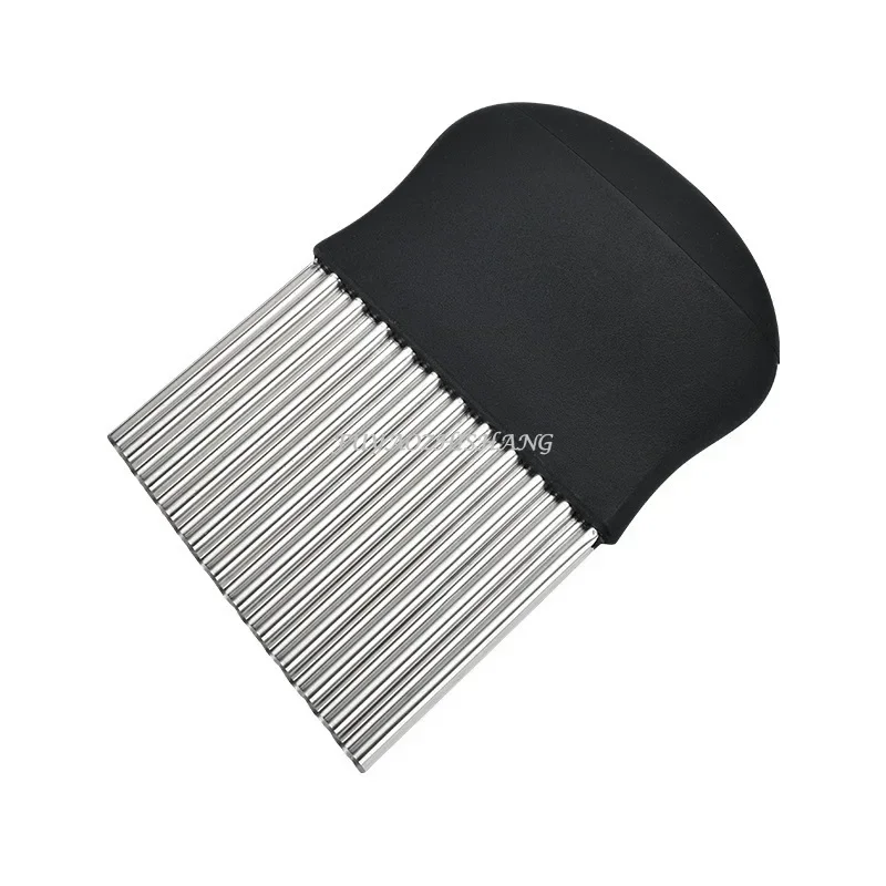 Cortador de patatas fritas de acero inoxidable, masa, frutas y verduras, cuchillo de cocina ondulado, cortador, picador, herramientas para hacer patatas fritas, Gadget: Gris claro