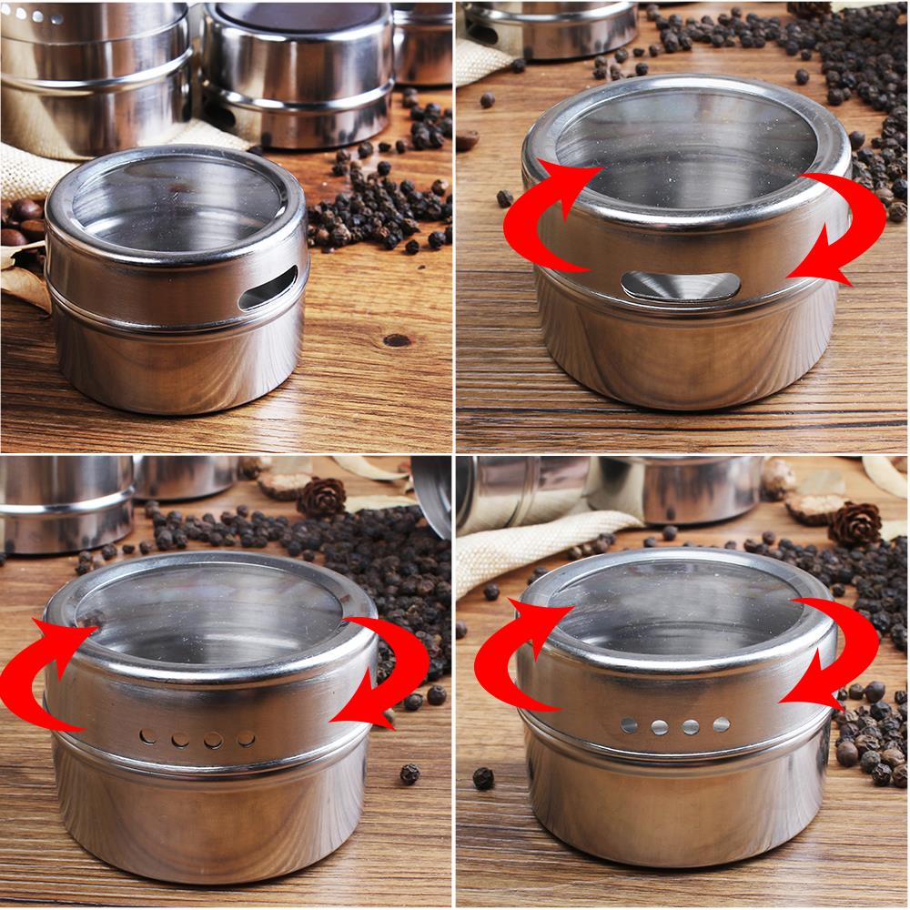 9 Magnetische Spice Blikken Met Plaat Opslag Kruidenrek Set Van 9 Clear Top Deksel En Ziften En Giet Shaker gemaakt Met Rvs