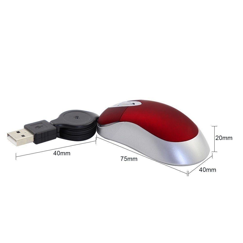 Mini Computer Mouse Retractable UB Cable Optical Ergonomic Small Wired Mause Portable 3D Office Mice For Kid Small Hand PC Mac
