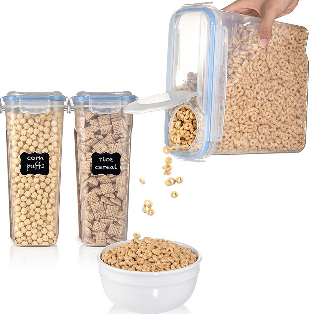Caja de Cereal de cocina de 2,5 l/4L, contenedor de arroz de grano de comida, dispensador de cereales, caja de plástico PP para almacenamiento, funda extraíble # N