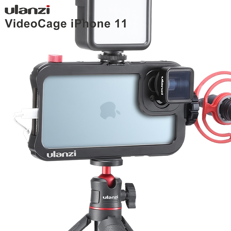 Ulanzi vlog metallveskebur til iphone 11 videoopptak vloggingveske med 17mm gjenger 1/4 skruer