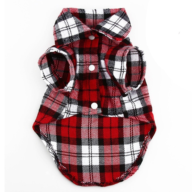 Lente Pet Puppy Hond Vesten Plaid Streep Huisdier T-shirt Katoen Kat Grid Kostuums Hond Herfst Kleding jas Jassen: Rood / M