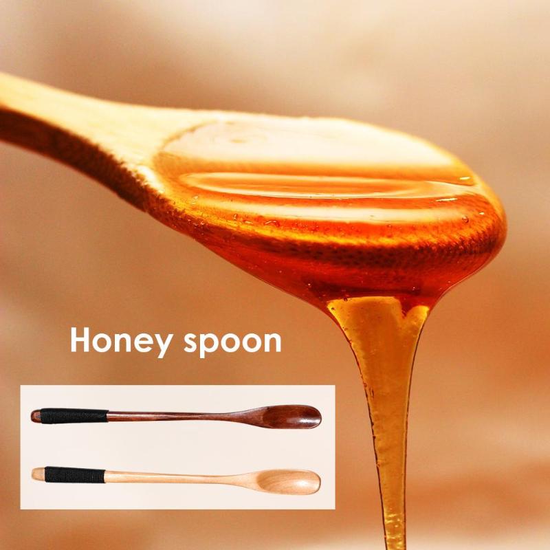 Slim Round Wooden Spoon with Long Handle Winding Spoon Flower Tea Spoon