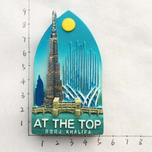 Dubai Toeristische Souvenirs Koelkast Magneten Khalifa-toren Saudi Arabië Koelkast Herdenkingsmunt Magneet Stickers Home Decoratie: At the top 1