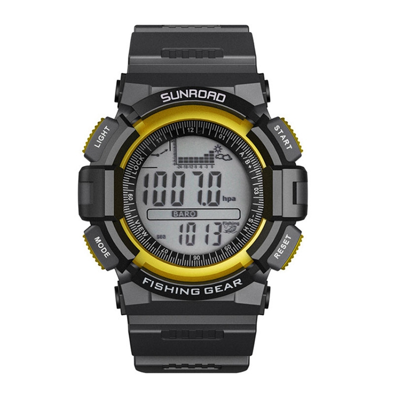 Relojes digitales de pesca para hombre, Monitor de temperatura de profundidad del agua, altímetro, brújula, barómetro, despertador, resistente al agua, retroiluminación de 50m