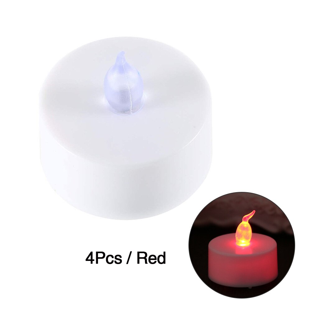 4PCS Electronic Candles Lights Flickering Lovely Night Light Colorful LED Candle Battery Operated Birthday Wedding DIY Decor: 4PCS Red light