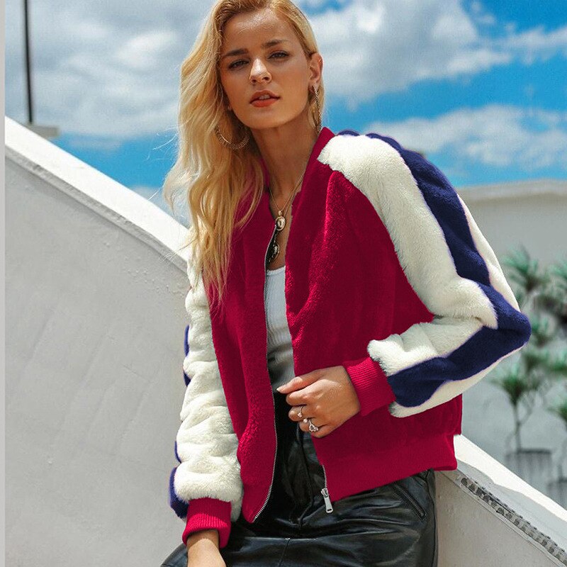 Chaqueta cálida de lana de cordero de imitación forrada para Otoño e Invierno para mujer, abrigo , prendas de vestir, abrigo de piel sintética