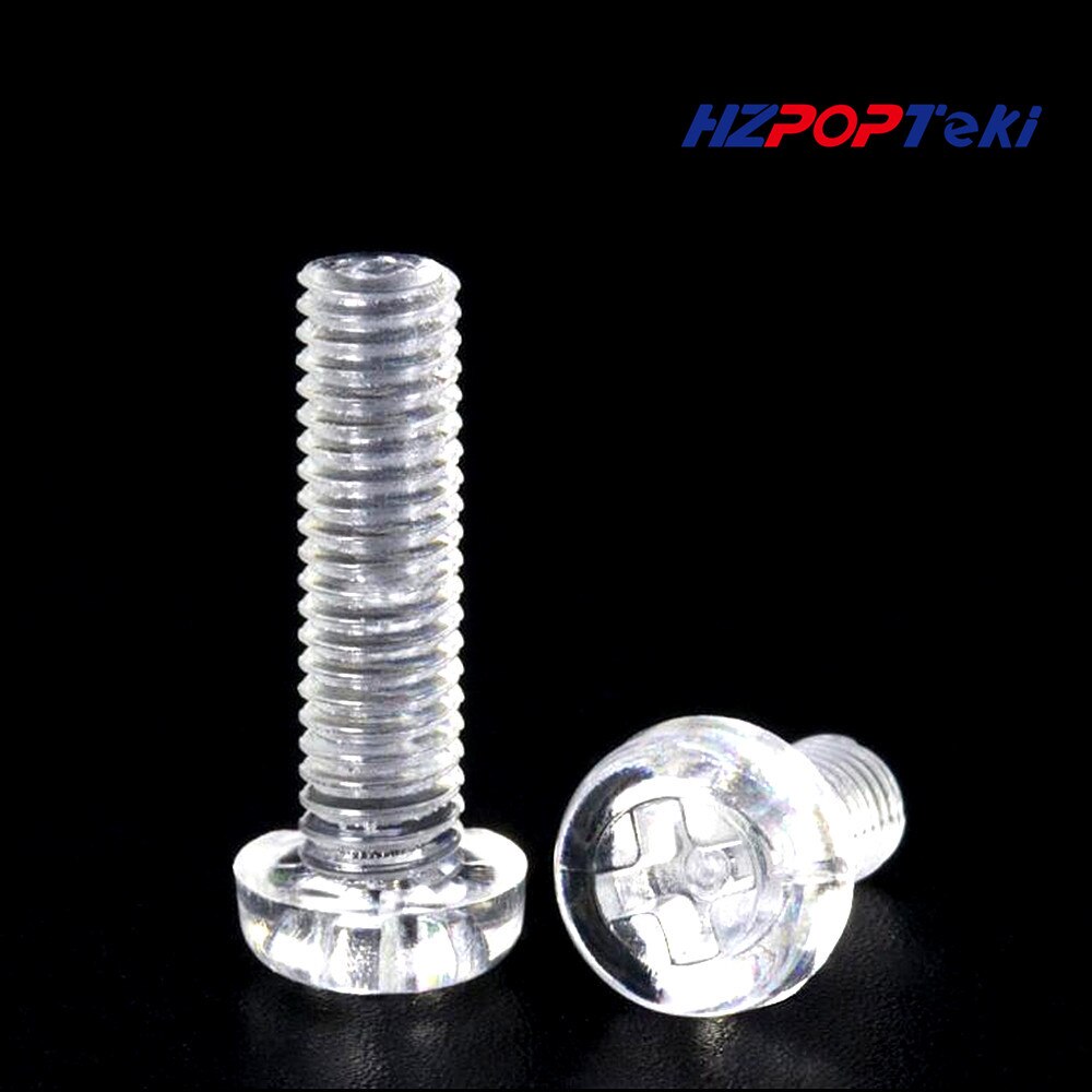Round Head M3 M4 Plastic Clear Screw Fastener Blind Nut Bolt Cross Type PC Acrylic Material Easy to Handle Install 200pcs