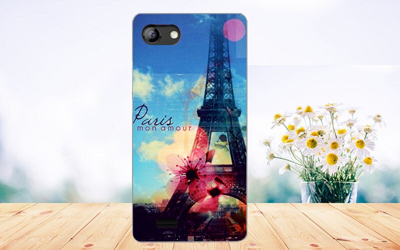 Voor vertex impress gelukskoffer bedrukt met bloemen tijger uil eiffeltoren hoesje voor vertex impress geluk zacht tpu hoesje achterkant: C063