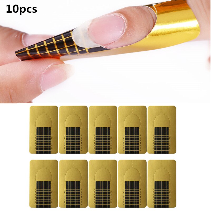 Lilycute neglekunst poly uv gel fransk neglebygger poly gelé gel akryl hurtig bygning finger forlængelse uv led hård: 10 stk negleformer