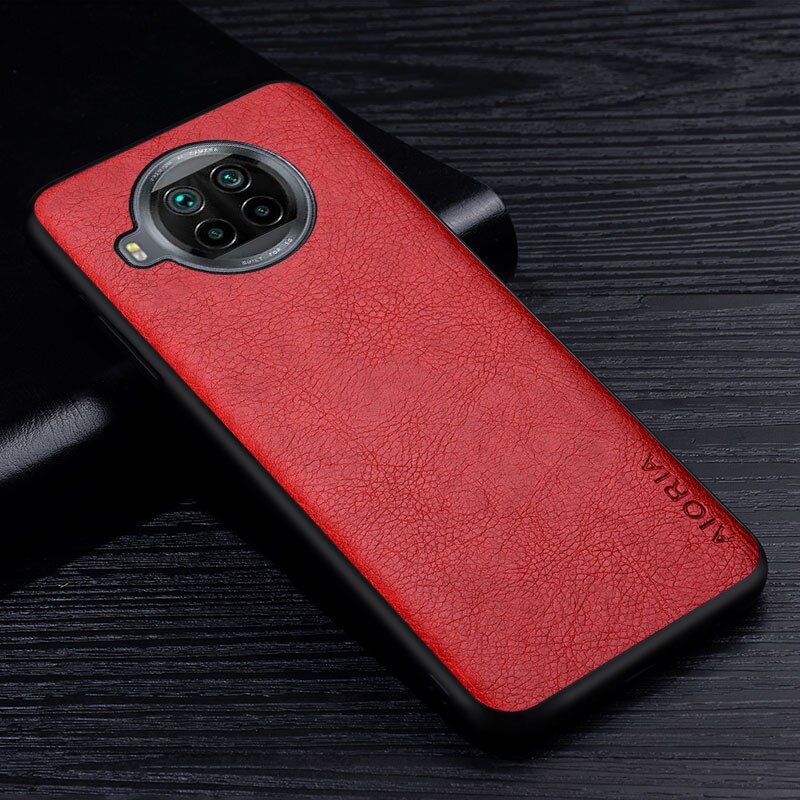 Leder Fall Für Xiaomi Mi 10T Lite Pro Premium Business Stil Retro Litchi Muster PU Zurück Abdeckung für mi 10t Pro lite telefon fall: Pu / Rot