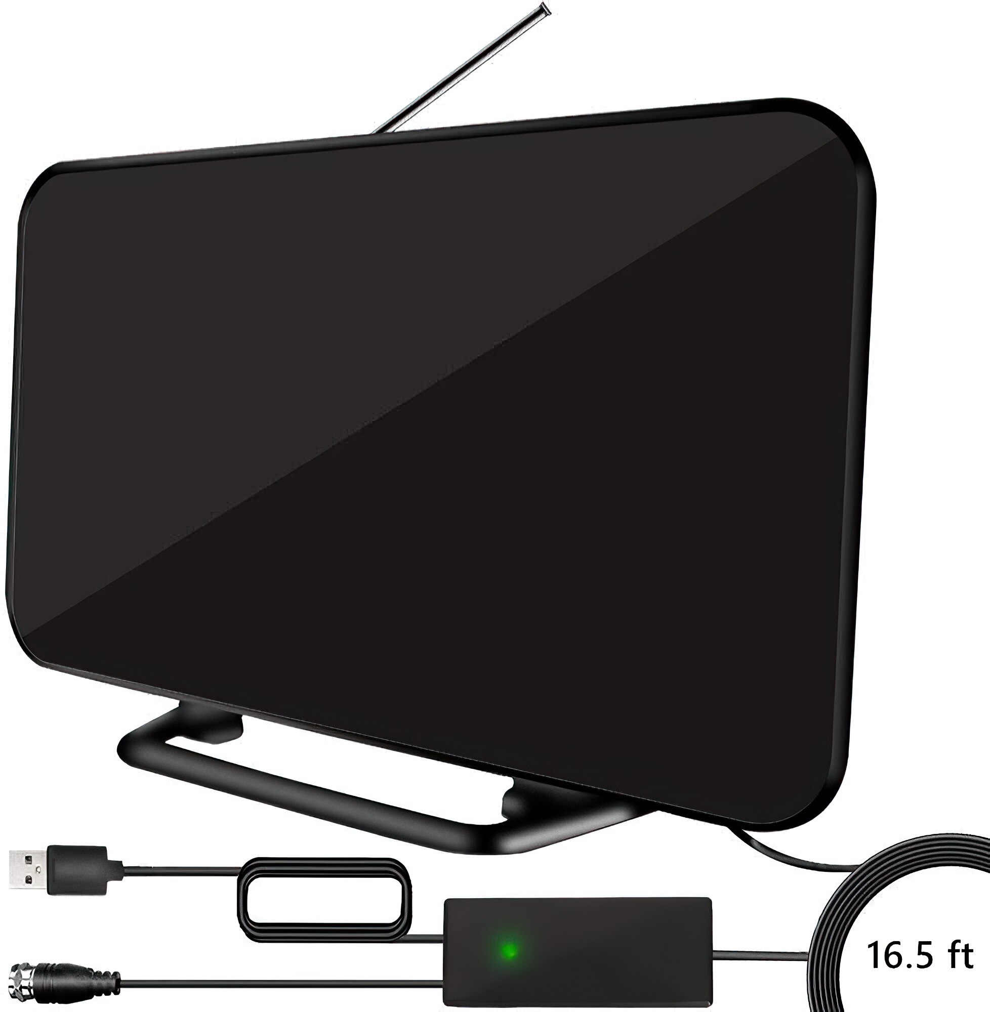 Digital HDTV Antenna Indoor, 2 Antenna 150 Miles Long Range, Built-in 4K Powerful Amplifier, with 19.5ft Premium Coax Cab