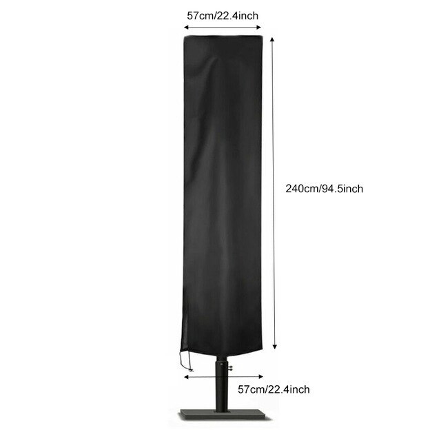 Vanntett trekk utendørs parasoll paraply trekk hage værbestandig terrasse utkrager parasoll regntrekk tilbehør 6 str: 240 x 57 x 57cm svart