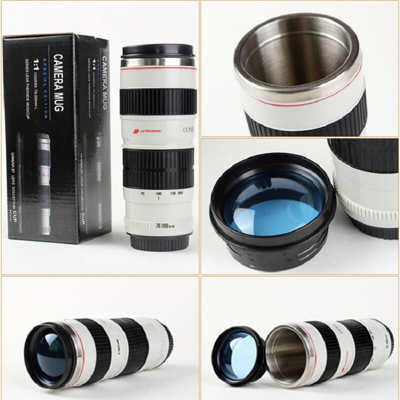 Kamera Objektiv Kaffee Becher Edelstahl Foto Isolierte Thermos Tasse Mit Deckel Fotograf SECHS Generation Emulation SLR Tasse