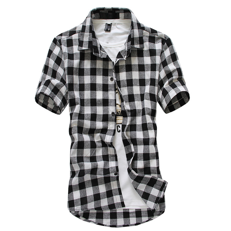 Rød og svart rutete skjorte herre sommer kul casual outwear herre kjole skjorter camisa sosial skjorte herre