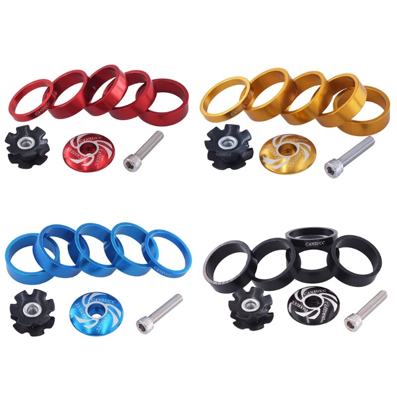 T4MF Fiets Headset Fiets Voorvork Stam Ring Pakking Set 1/8 Inch Headset Spacer W/Stuurpen Top Cap