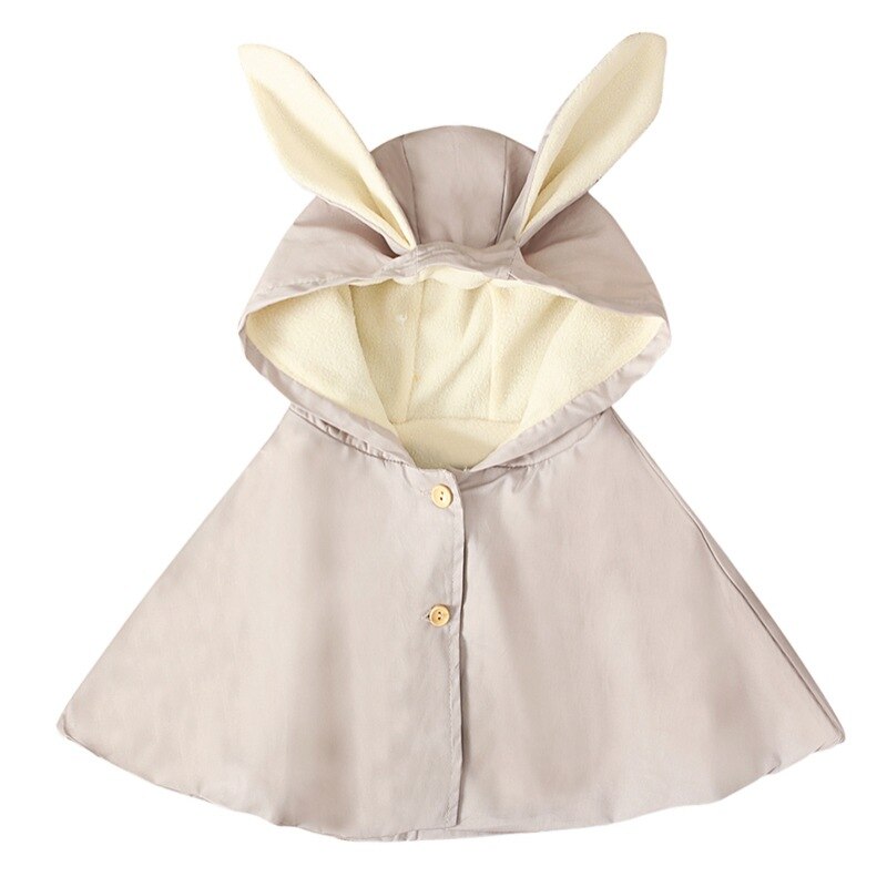 Infant Baby Mädchen Winter Warm Kaninchen Ohr Hoodie Mantel Mantel Verdicken Solid Print Jacke Nette Kinder Oberbekleidung neue: Beige / 6m