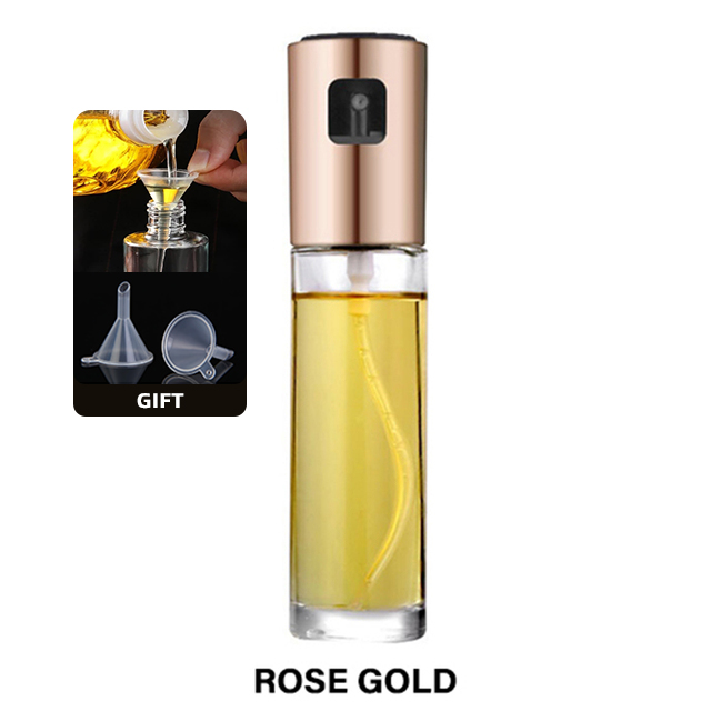 Kitchen Spray Bottle Leak-Proof Oil Vinegar Spray Bottles Gravy Boats for Bbq Baking Tool: Rose gold-1pcs