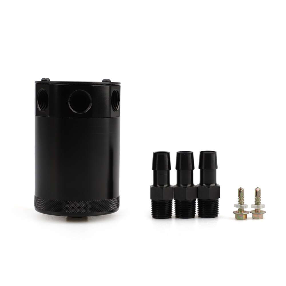 Black Aluminum Engine Reservoir Breather with Separator Baffled Oil Catch Tank Can
