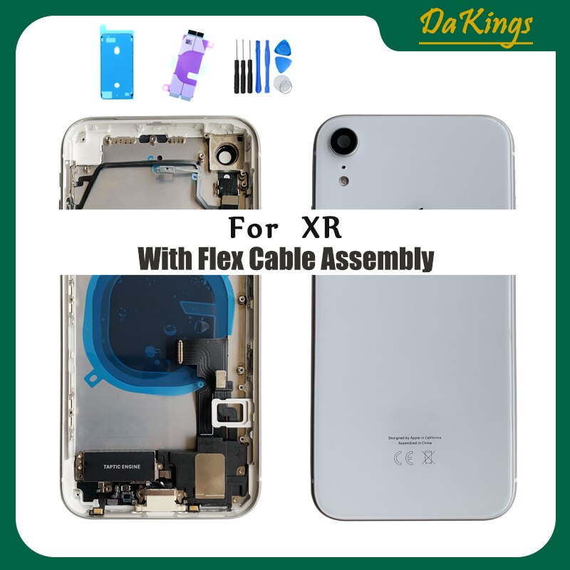 Für iphone XR Zurück Mittleren Rahmen Chassis Voll Gehäuse Montage Batterie Abdeckung Tür Hinten Mit Flex Kabel und vibrator