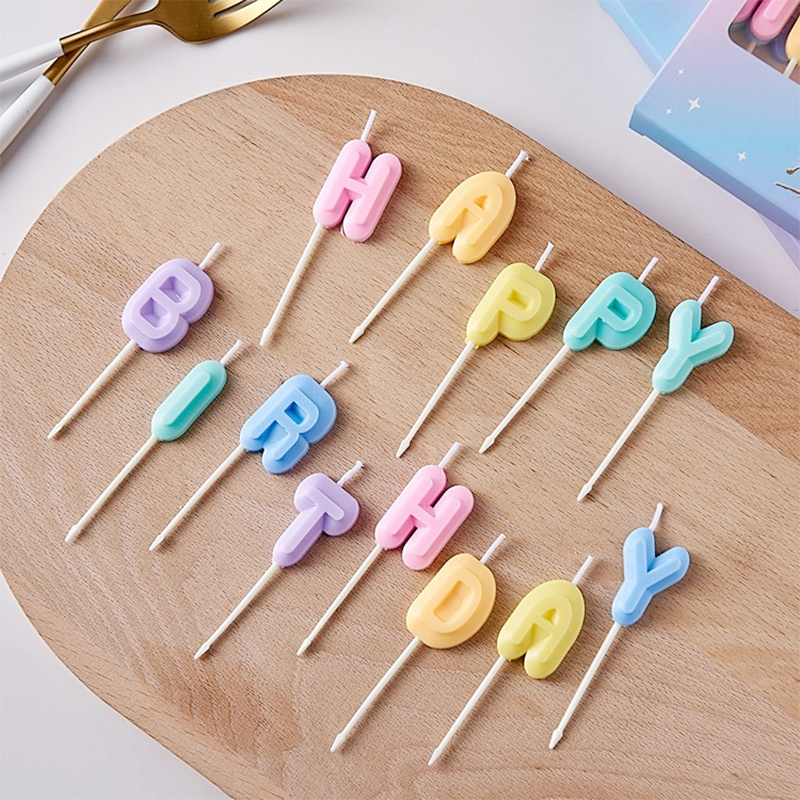 Bougies d'anniversaire avec lettres colorées, 13 paquets, lettres de fête pour enfants et adultes, couleur bonbon, décoration de gâteau