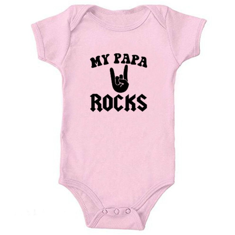 My PAPA Rock body dziecięce bawełniane z krótkim rękawem noworodek dziewczynka strój chłopca śmieszne letnie ubrania dla dzieci 0-24M: Różowy / Noworodka