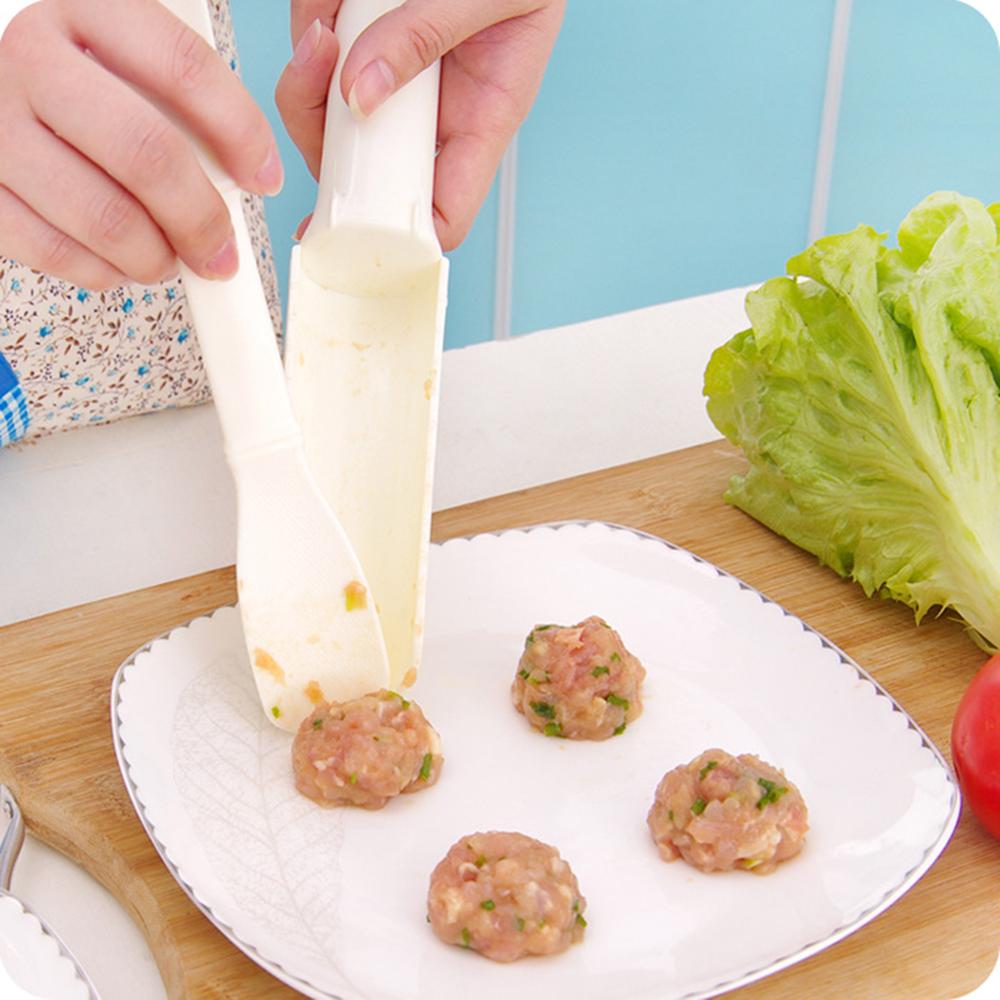 Plastic Dual-Head Meat Fish Ball Maker Kitchen DIY Meatball Mold Pot Meatballs Meat Filling Device