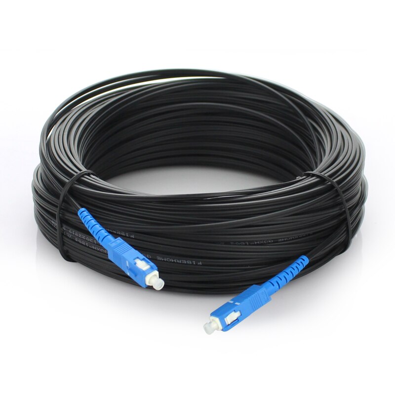 Cable de Fibra óptica FTTH de 100m, Cable de conexión de Fibra óptica para exteriores, modo simple SC UPC, Cable de caída, Fibra de alambre