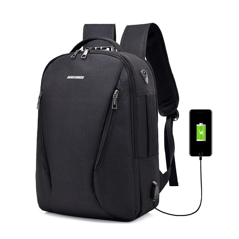 Casual Rugzakken Mannen Rugzak Usb Opladen Anti-Diefstal Laptop Schoudertassen Business Travel Bagpack College Schooltassen: Black