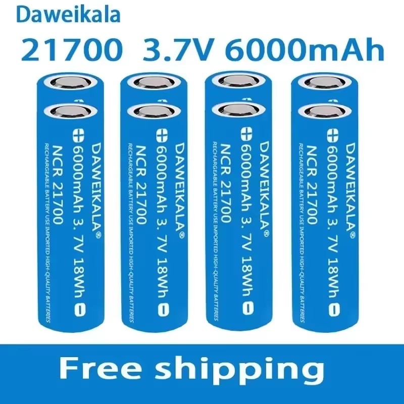 21700 Li-ion Battery 3.7V 6000mAh High Capacity 9.5A 2 Rate Discharge for DIY E-Bike/Power Tools Ternary Lithium Long Cycle Life