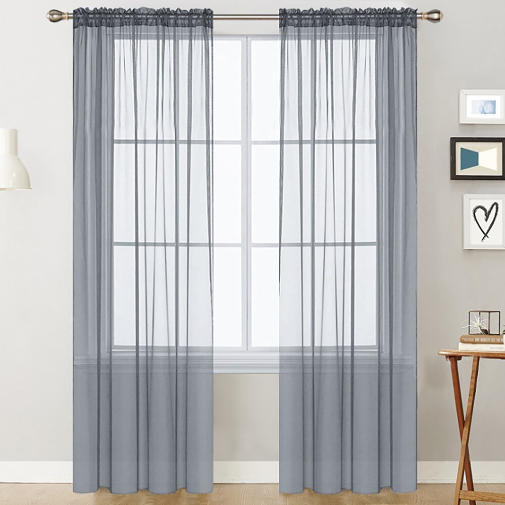 Moderne fenster tüll vorhänge für wohnzimmer schlafzimmer Organza Schleier vorhänge Hotel Dekoration blau weiß rosa grau schier vorhänge: Licht Grau / 1.4mx2.6m