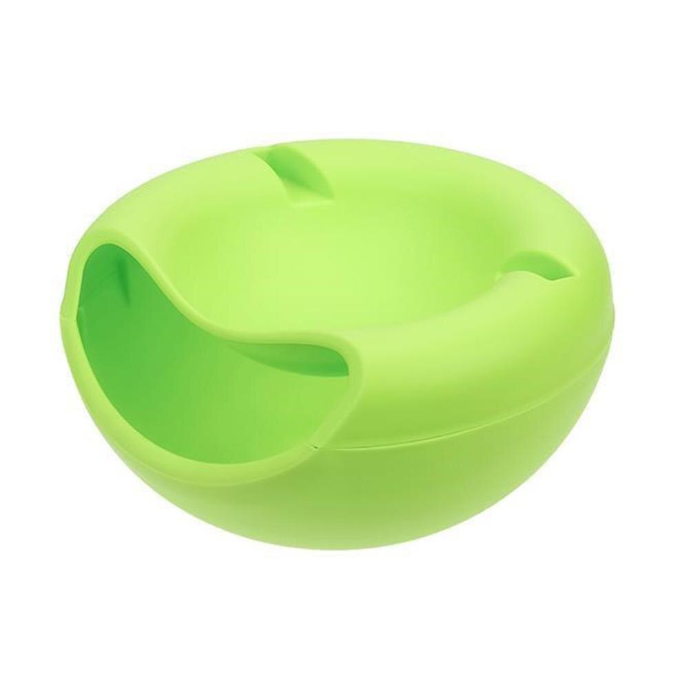 1 Pcs Modern Living Room Shape Lazy Snack Bowl Plastic Double Layers Snack Storage Box Bowl Lazy Fruit Plate Bowl: green