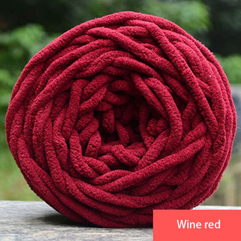 Diy Soft Breien Chunky Badstof Wol Bal Streng Sjaal Garen Pure Kleur Leuke 100G #80465: Wine red