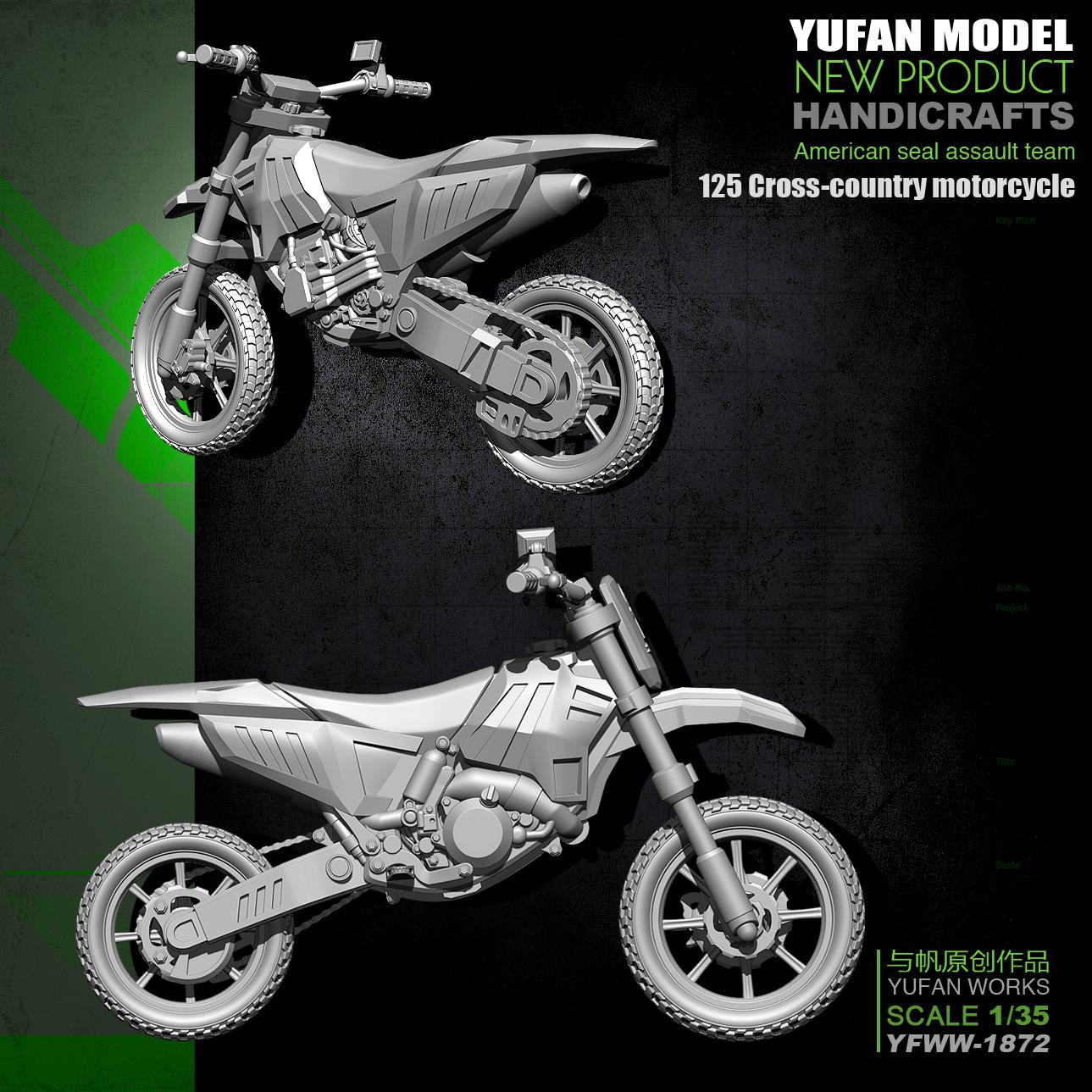 Yufan Model 1/35 Resin Soldier Of 125 Off-road Motorcycle Model Kit Yfww-1872: Default Title