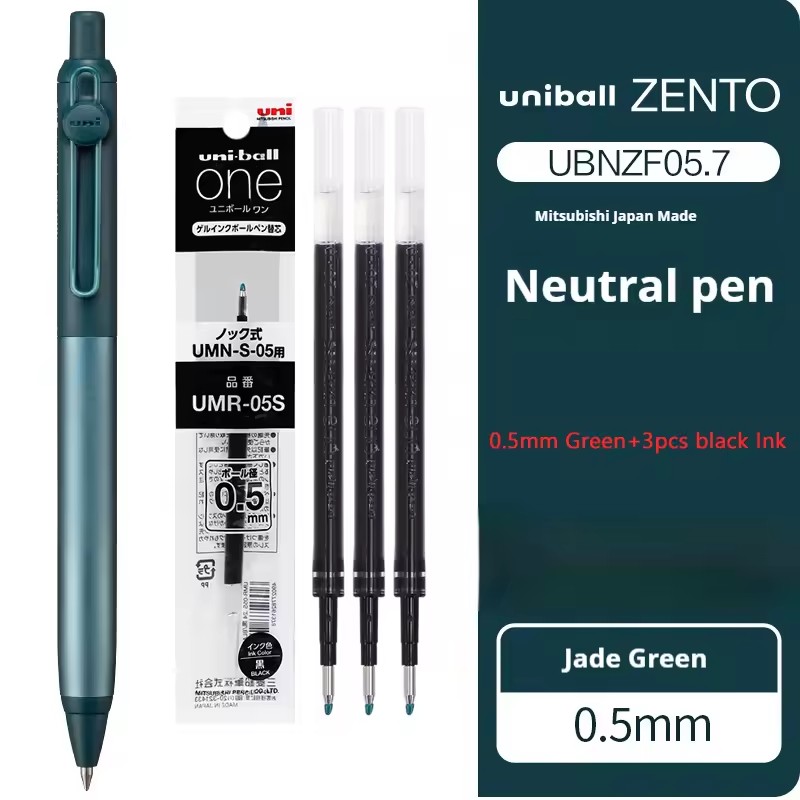 Mitsubishi Pencil Uni-ball Zento Signature Model – Metallic Black 0.5mm Pen – Made In Japan
