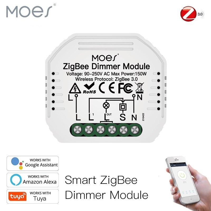 Moes tuya zigbee 3.0 smart-lichtschalter-relaismodul, 1/2/3 -fach dimmermodul, smart life tuya app-steuerung mit alexa und google home: Zb -1g dimmer