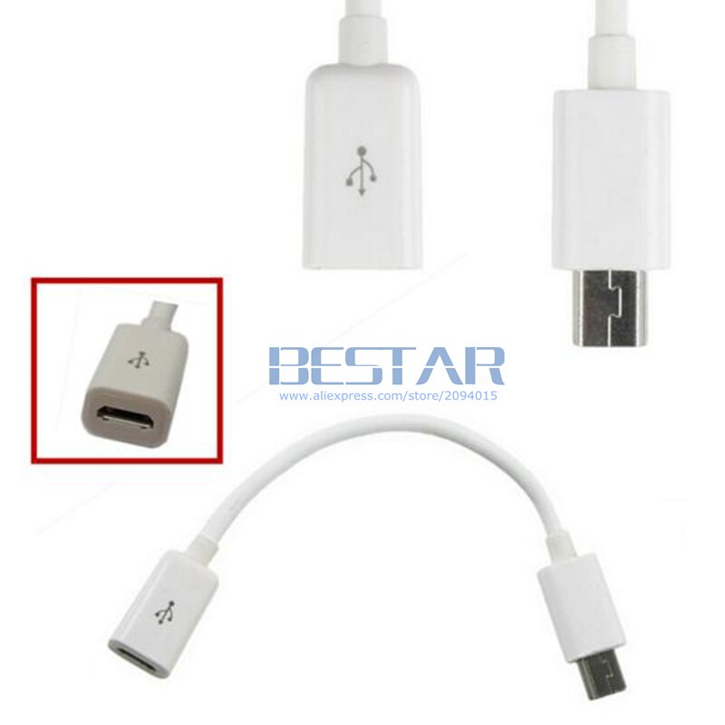 10CM Black & White USB 2.0 Mini USB B 5-Pin male to Micro USB 2.0 female data charge Adapter cable Micro-usb Mini-usb 5pin 0.1M