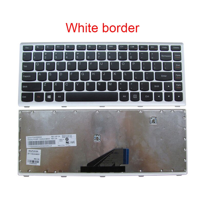 Laptop keyboard For Lenovo U310 Brand US White Silver border: White border